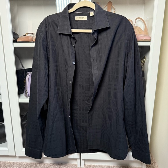 Burberry Black Classic Pattern Long Sleeve Button Up Shirt Men’s Size 16 1/2-42 - Picture 7 of 10